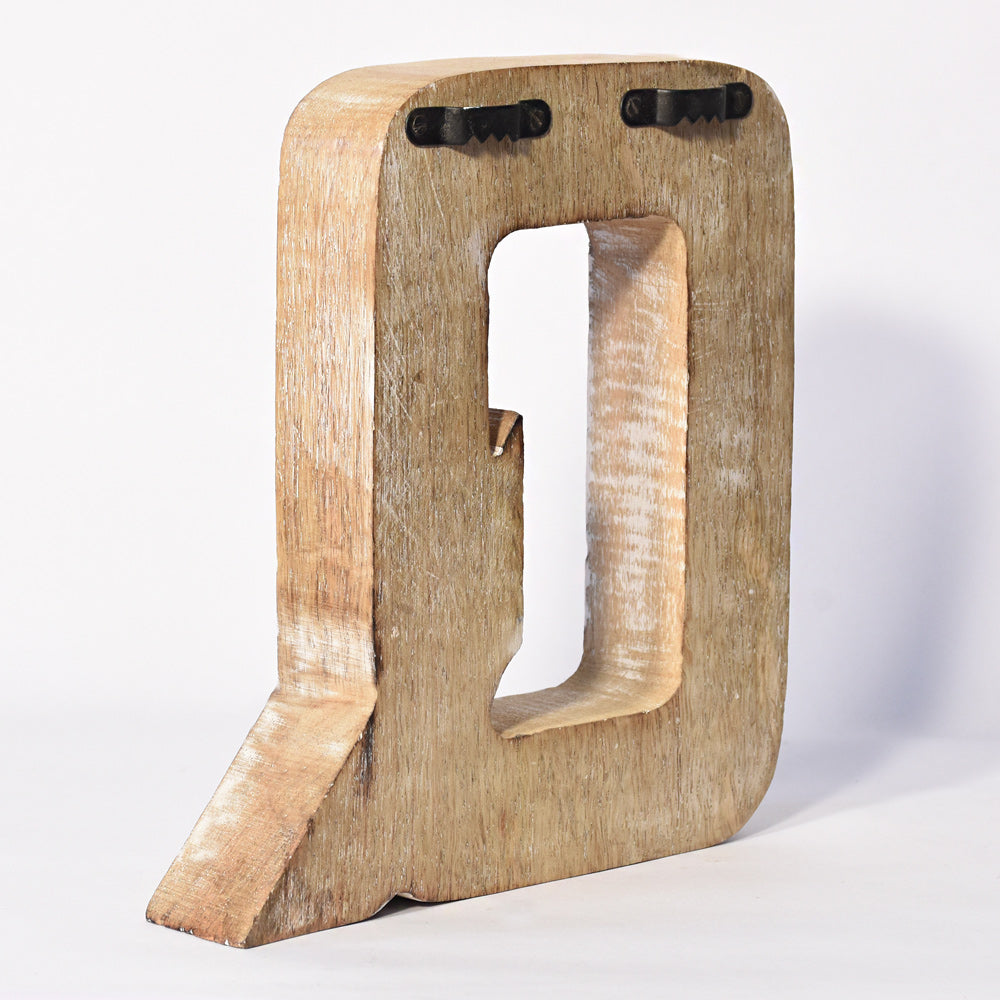 Bohemian Teardrop-Patterned Mango Wood Carved Letter & Number Block