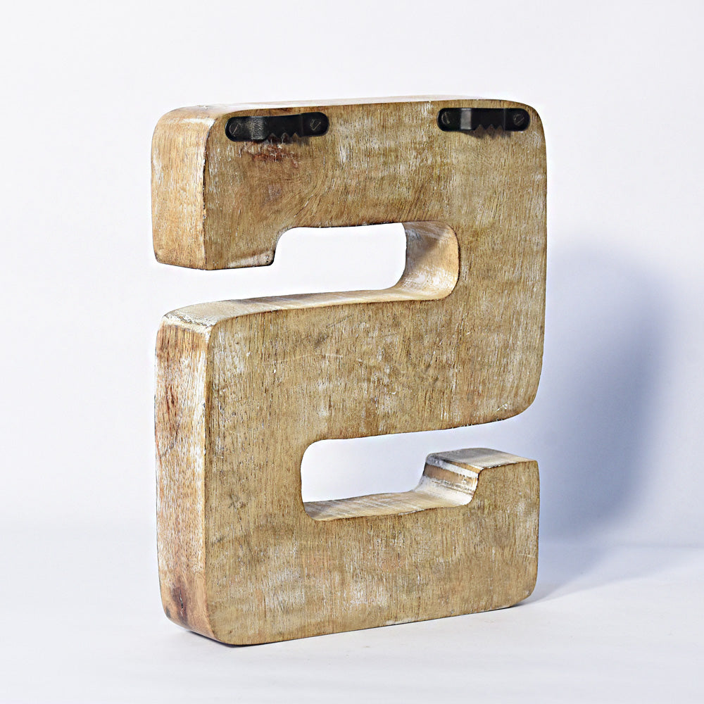 Bohemian Teardrop-Patterned Mango Wood Carved Letter & Number Block