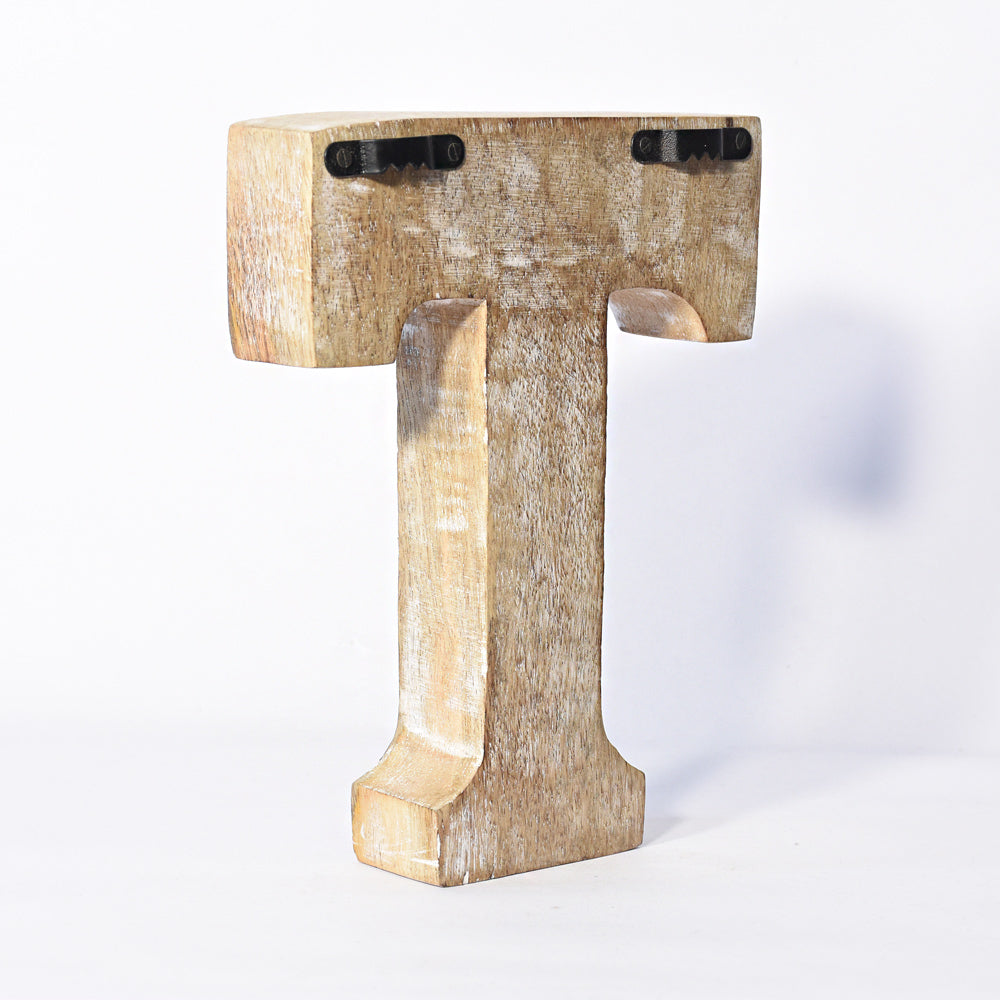 Bohemian Teardrop-Patterned Mango Wood Carved Letter & Number Block
