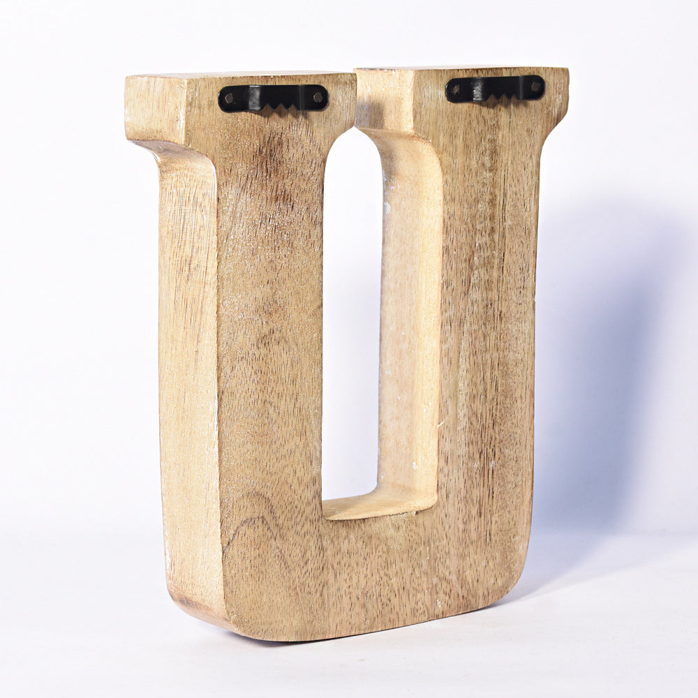 Bohemian Teardrop-Patterned Mango Wood Carved Letter & Number Block