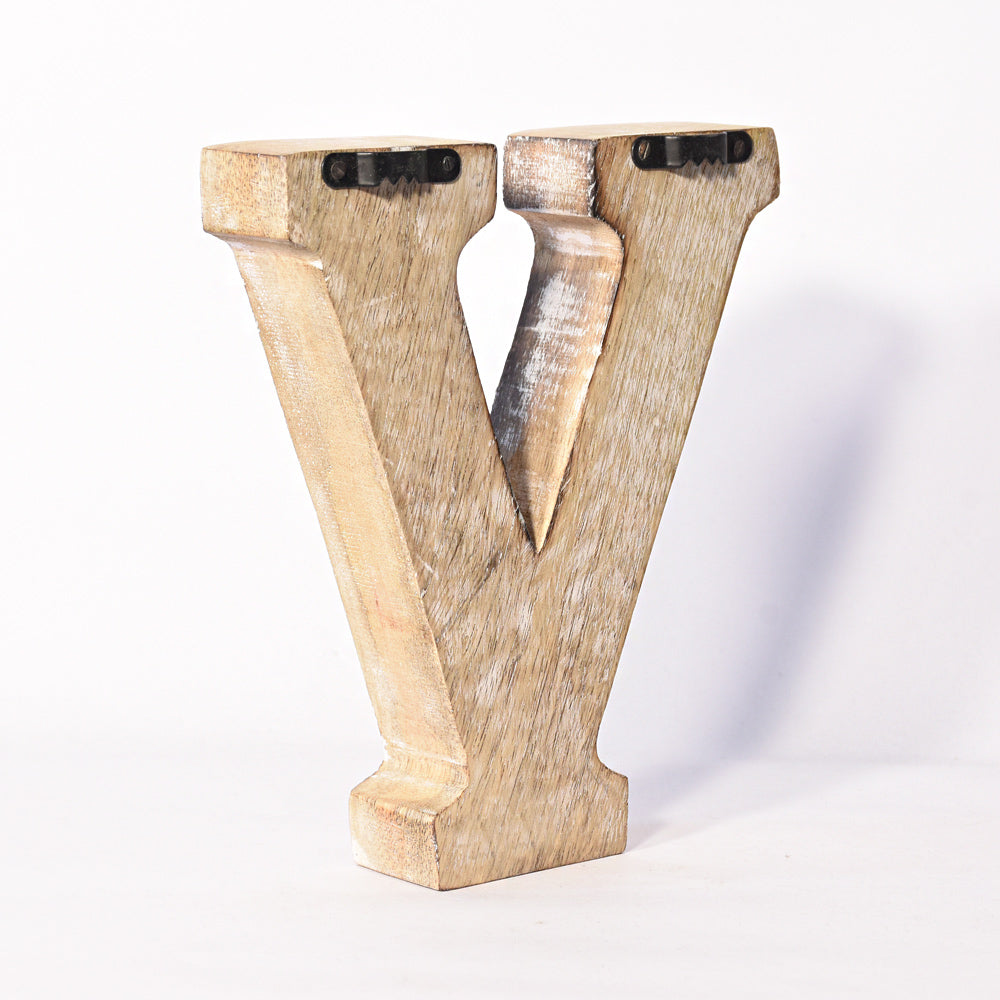 Bohemian Teardrop-Patterned Mango Wood Carved Letter & Number Block