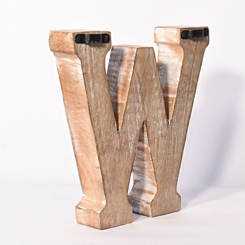 Bohemian Teardrop-Patterned Mango Wood Carved Letter & Number Block