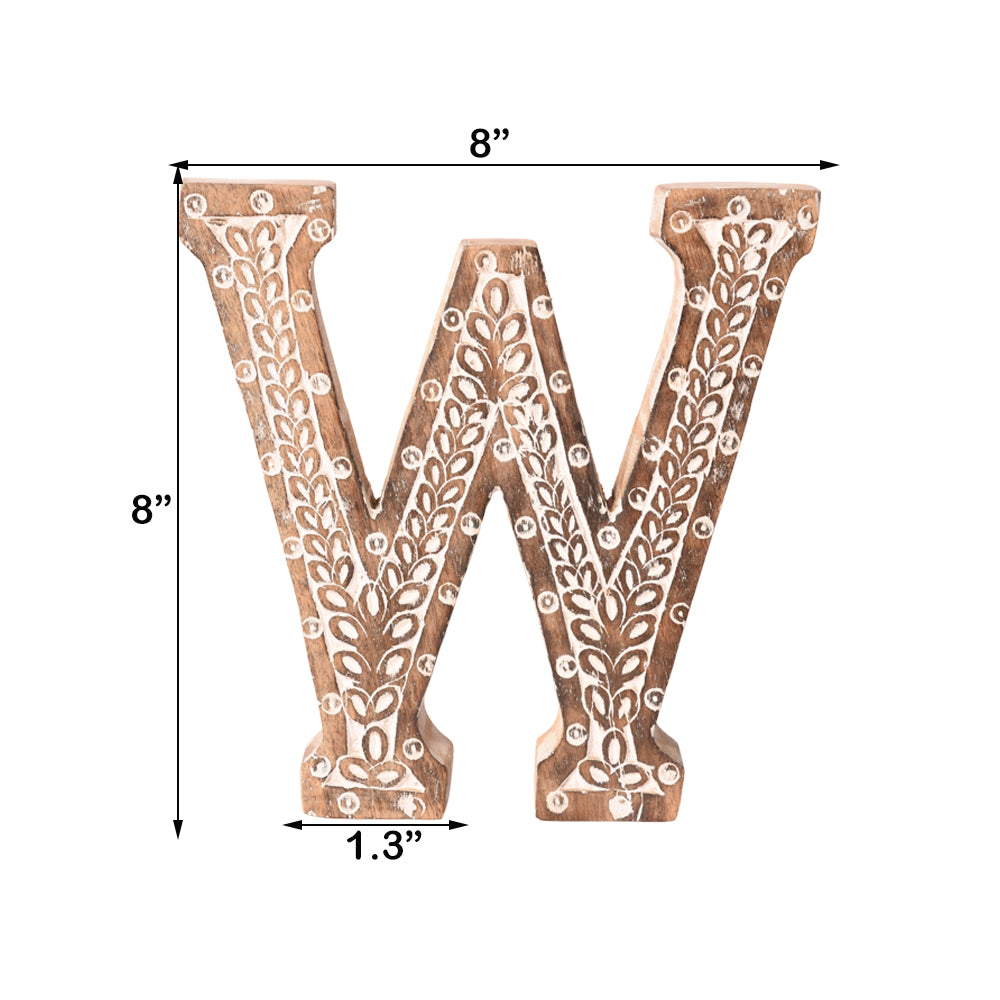 Bohemian Teardrop-Patterned Mango Wood Carved Letter & Number Block