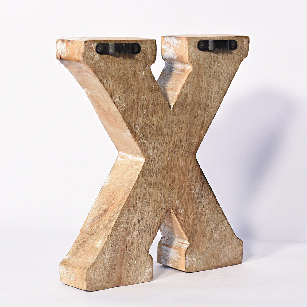 Bohemian Teardrop-Patterned Mango Wood Carved Letter & Number Block