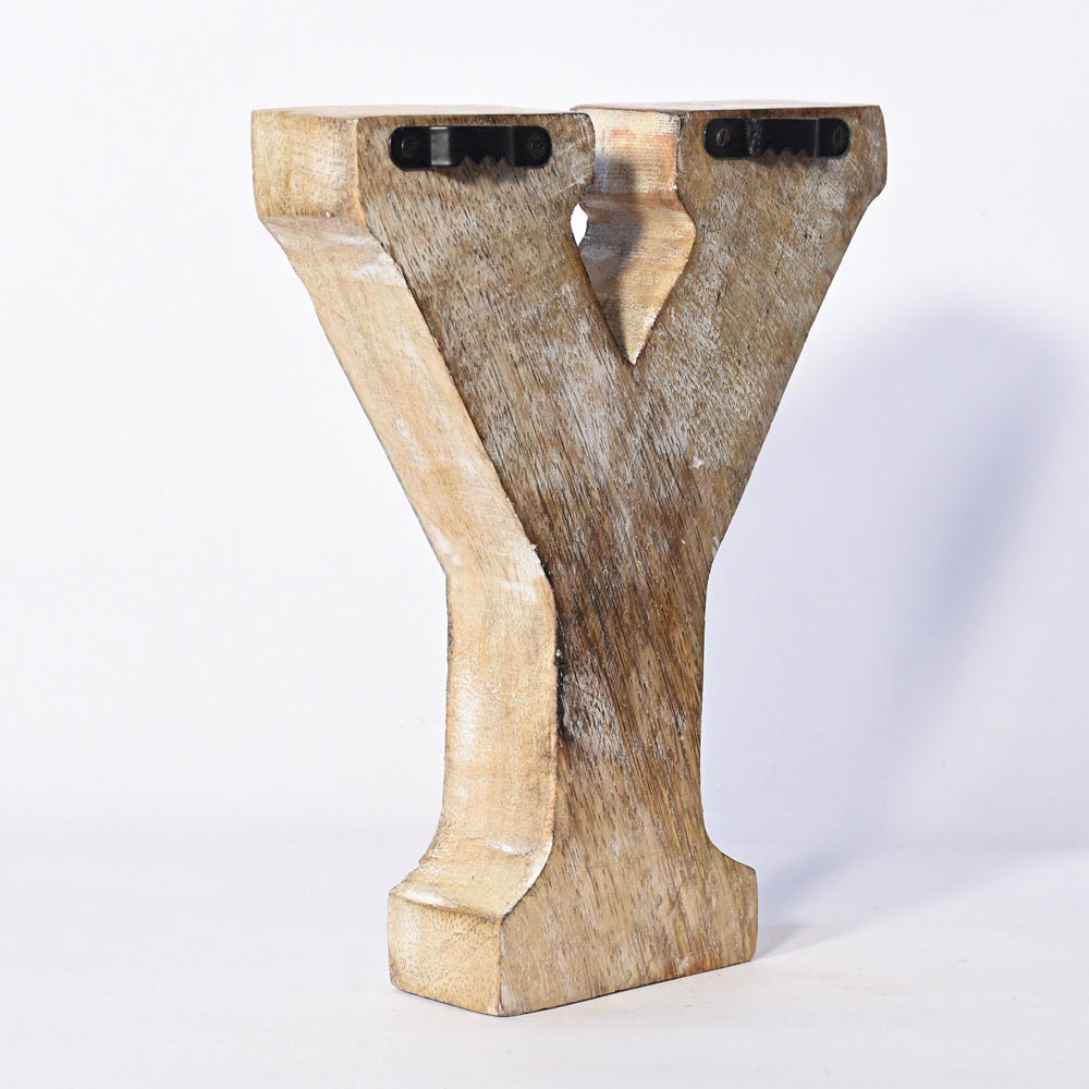 Bohemian Teardrop-Patterned Mango Wood Carved Letter & Number Block