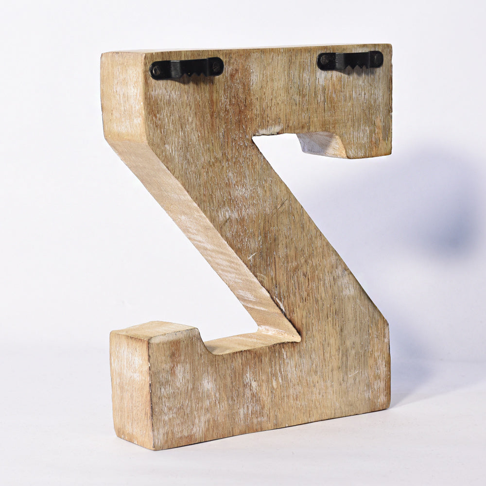 Bohemian Teardrop-Patterned Mango Wood Carved Letter & Number Block