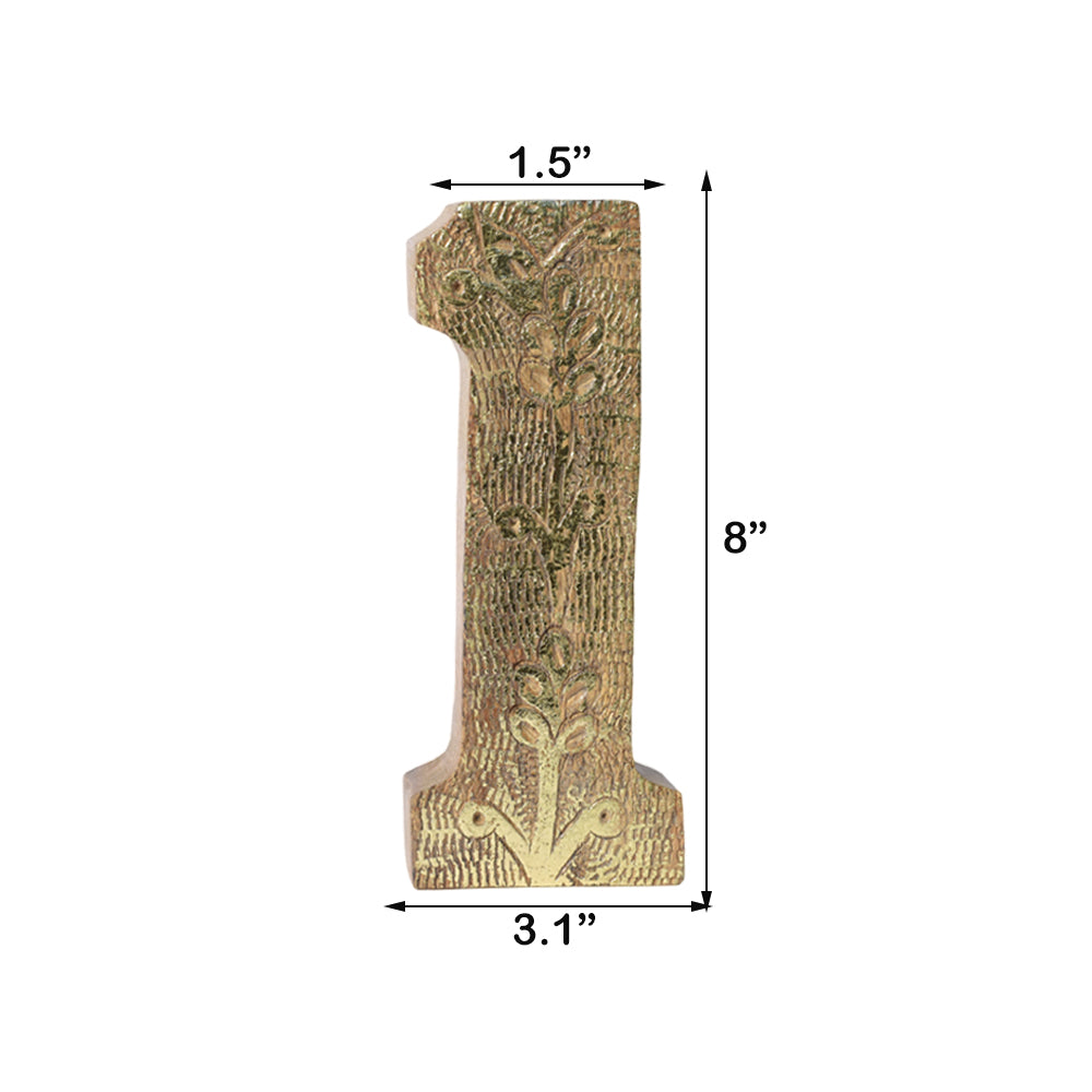 Vintage Ornate Carved Letter & Numbers Solid Wood