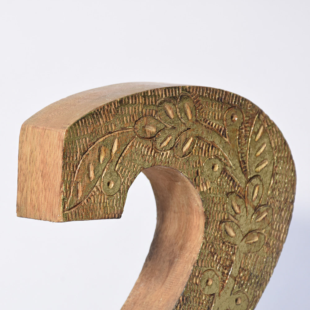 Vintage Ornate Carved Letter & Numbers Solid Wood