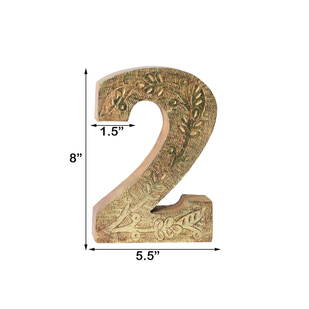 Vintage Ornate Carved Letter & Numbers Solid Wood