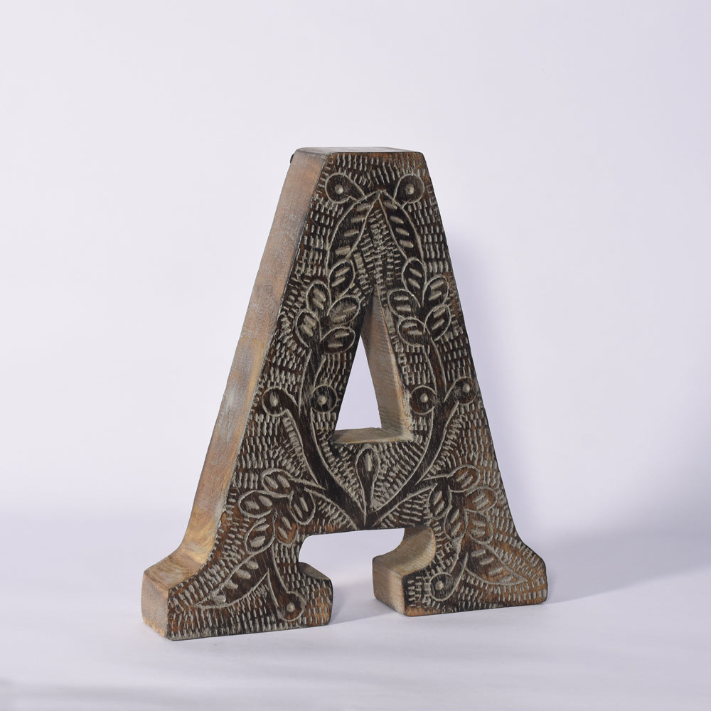 Rustic Textured Mango Wood Letters(A to Z) & Number(0 to 9) Block