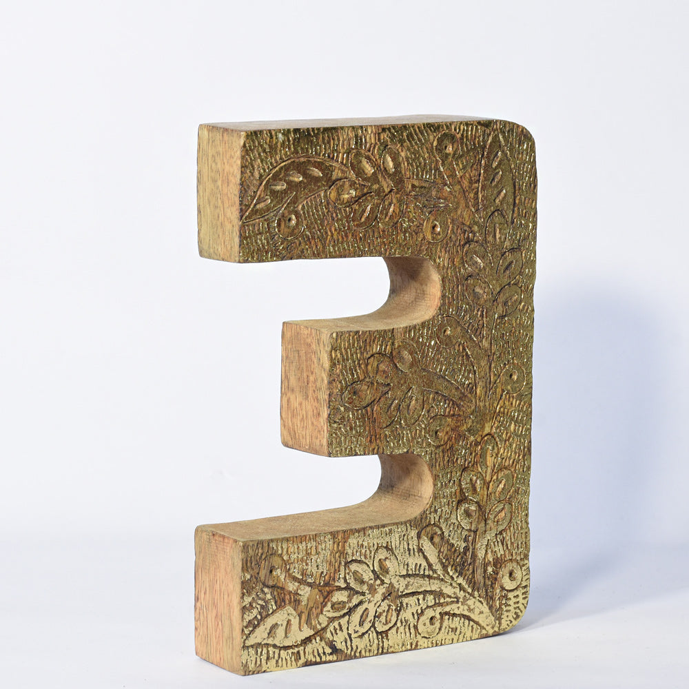 Vintage Ornate Carved Letter & Numbers Solid Wood
