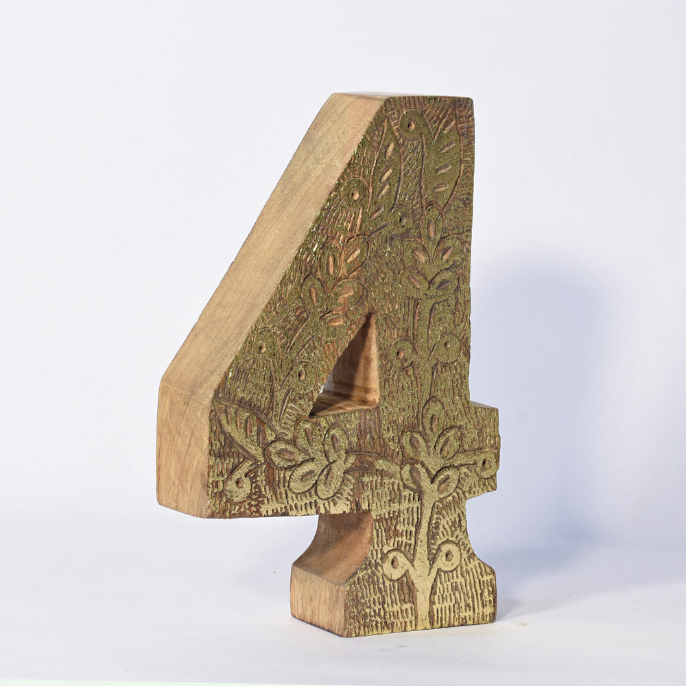 Vintage Ornate Carved Letter & Numbers Solid Wood
