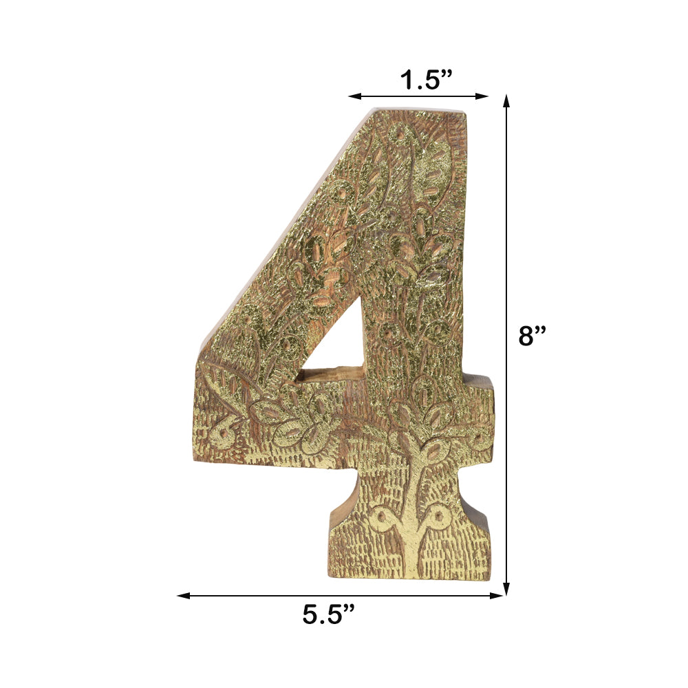 Vintage Ornate Carved Letter & Numbers Solid Wood