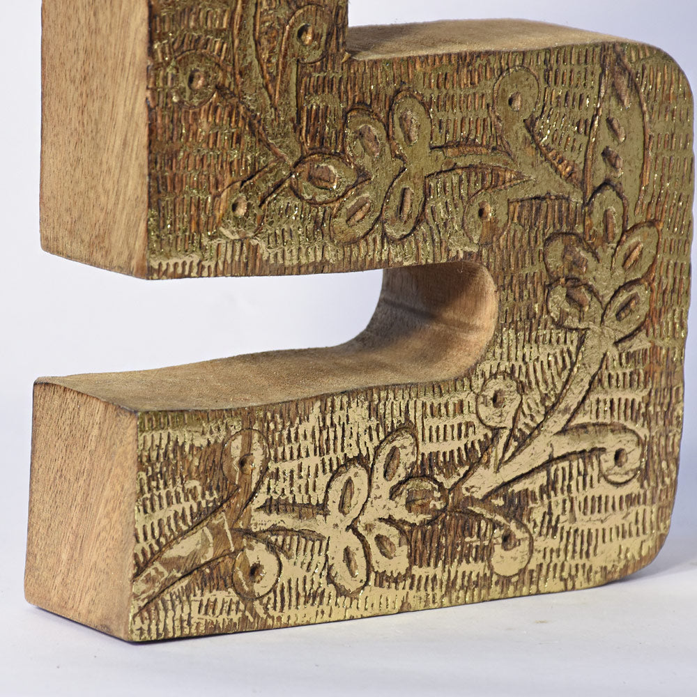 Vintage Ornate Carved Letter & Numbers Solid Wood