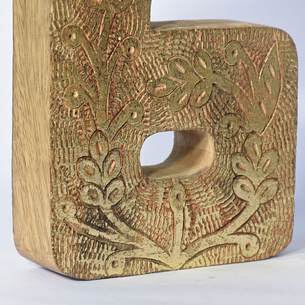 Vintage Ornate Carved Letter & Numbers Solid Wood