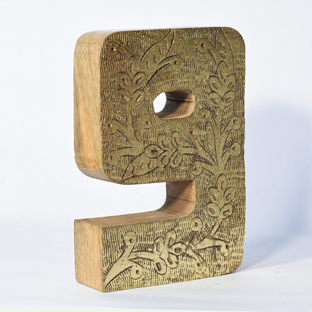 Vintage Ornate Carved Letter & Numbers Solid Wood