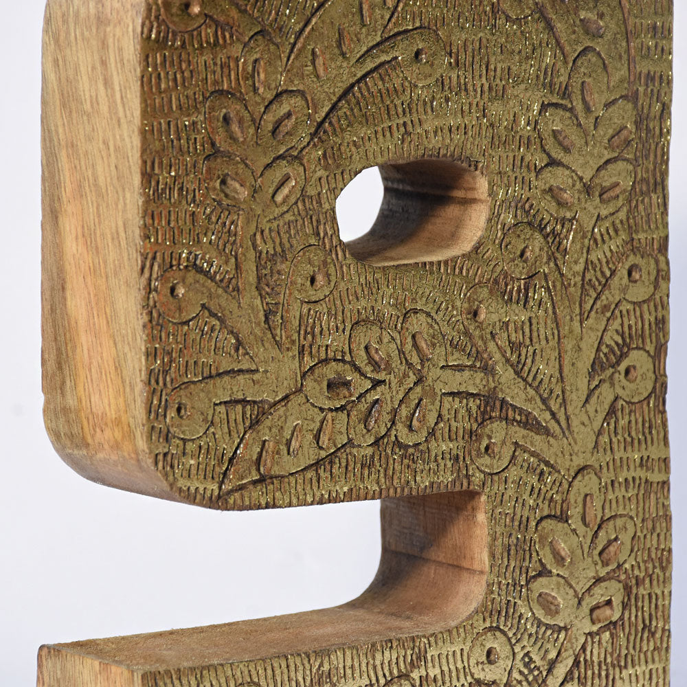 Vintage Ornate Carved Letter & Numbers Solid Wood