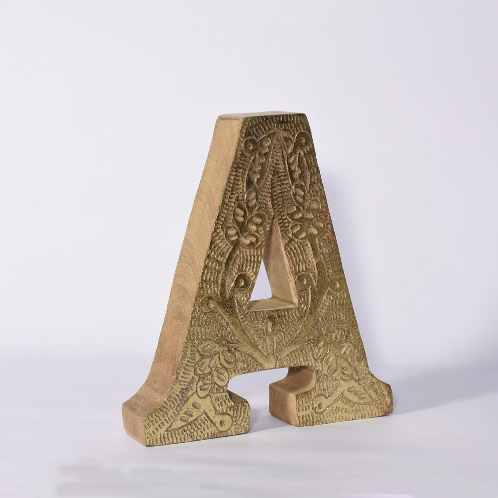 Vintage Ornate Carved Letter & Numbers Solid Wood