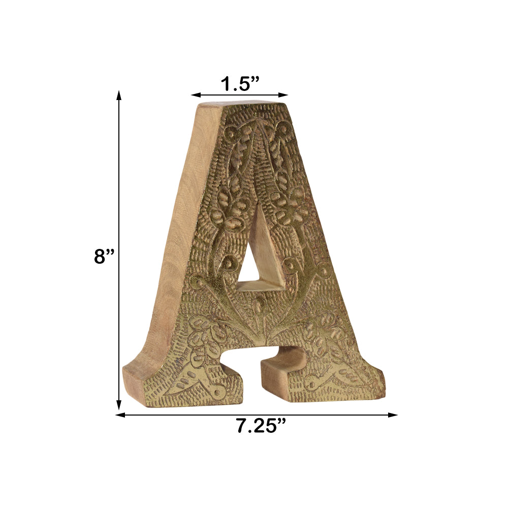 Vintage Ornate Carved Letter & Numbers Solid Wood
