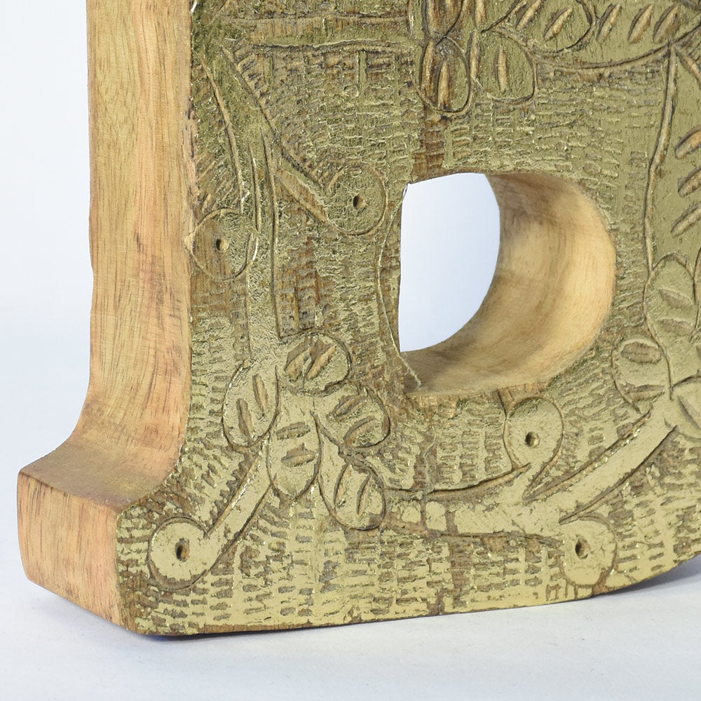 Vintage Ornate Carved Letter & Numbers Solid Wood