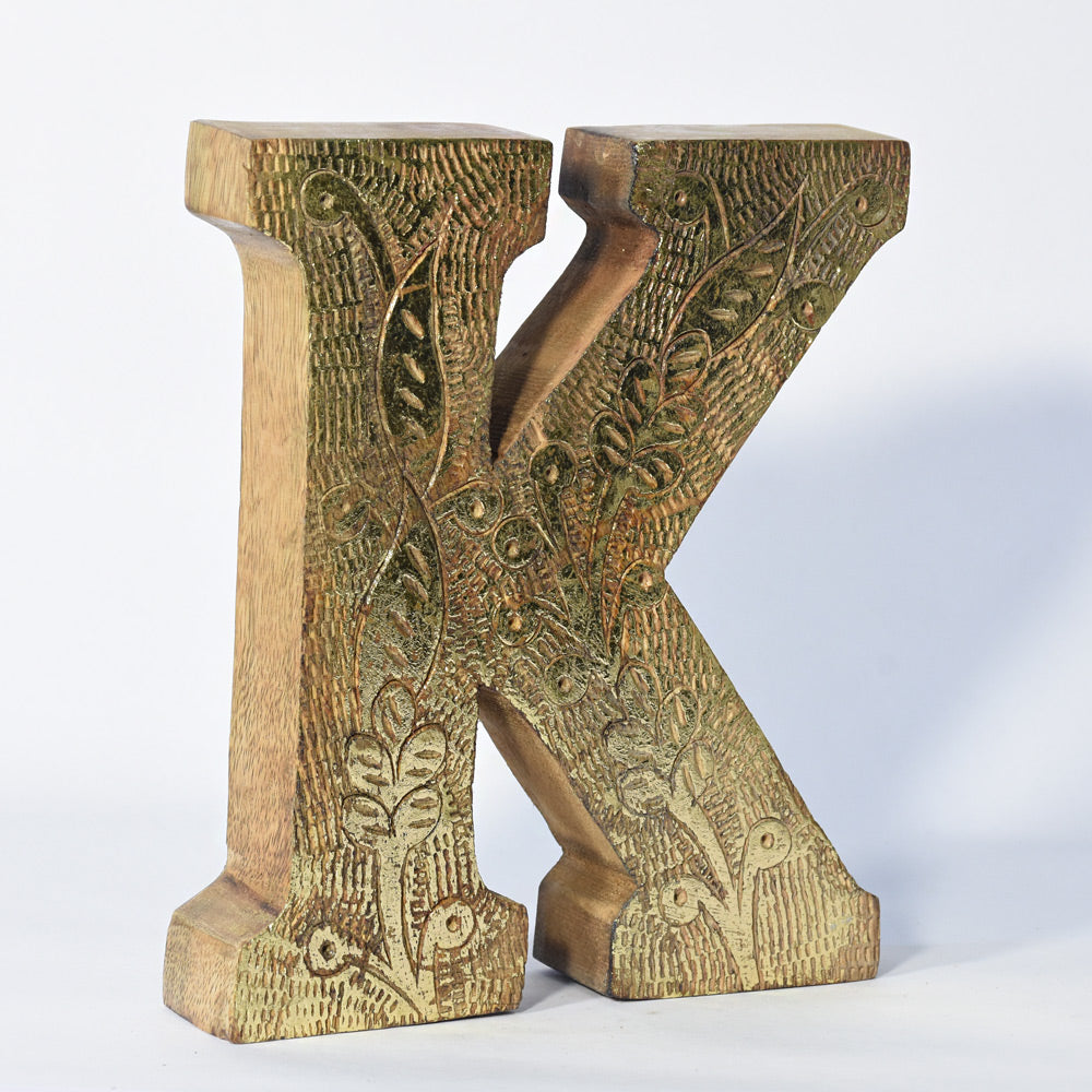 Vintage Ornate Carved Letter & Numbers Solid Wood