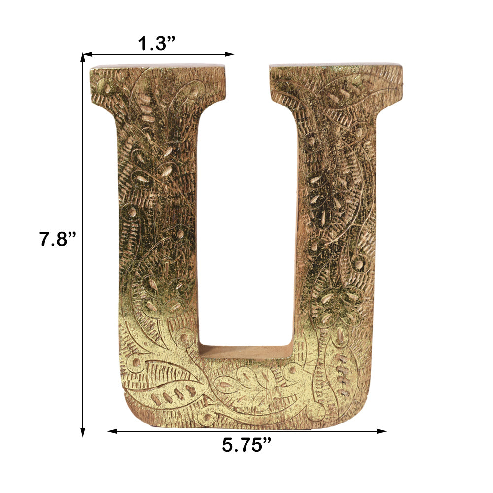 Vintage Ornate Carved Letter & Numbers Solid Wood