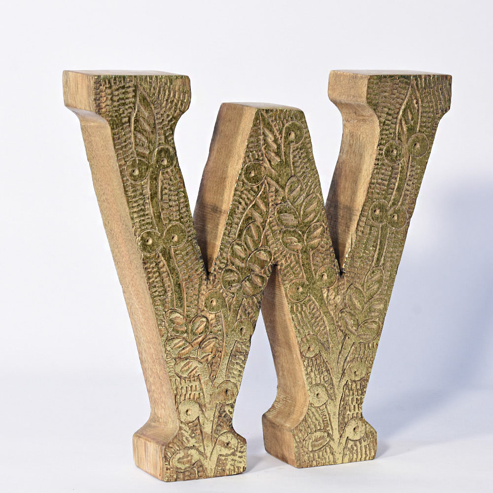 Vintage Ornate Carved Letter & Numbers Solid Wood
