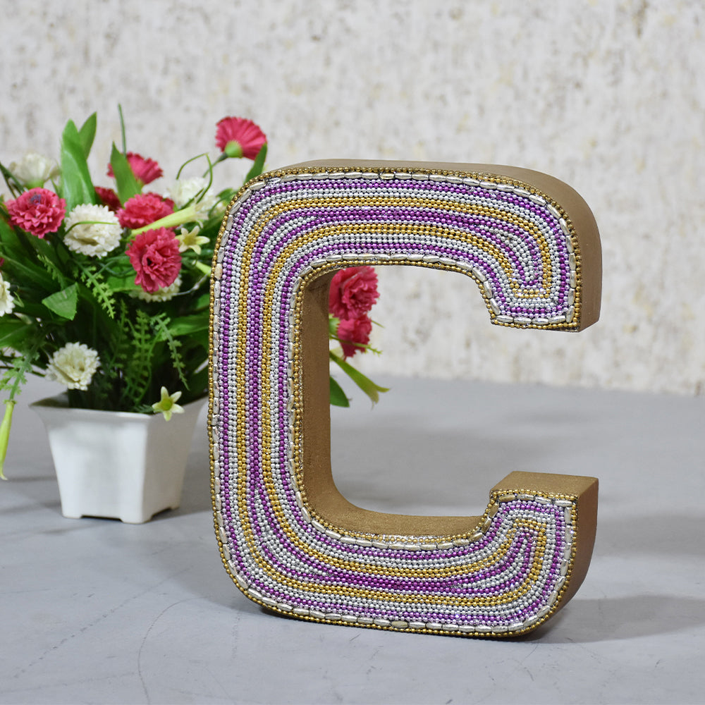 Zari Embellished Mango Wood Letter Blocks