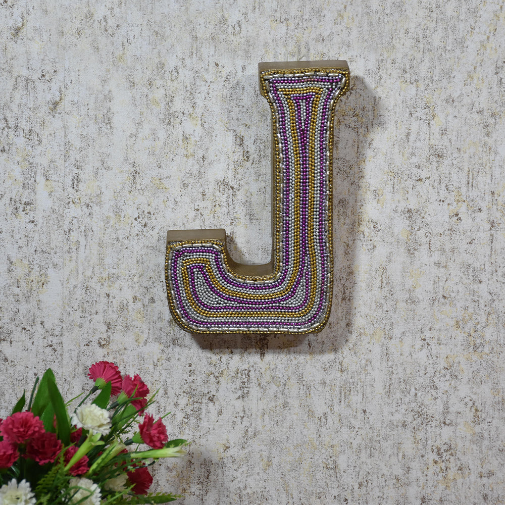 Zari Embellished Mango Wood Letter Blocks