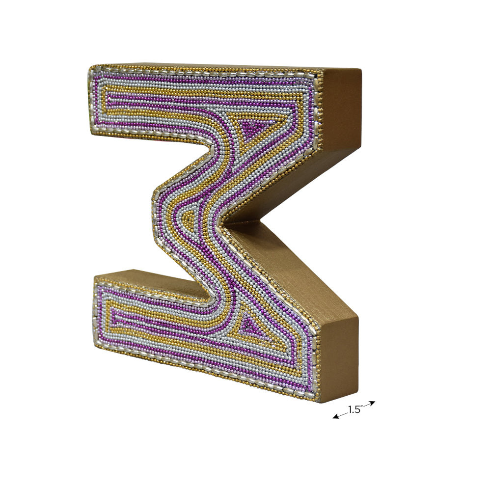 Zari Embellished Mango Wood Letter Blocks