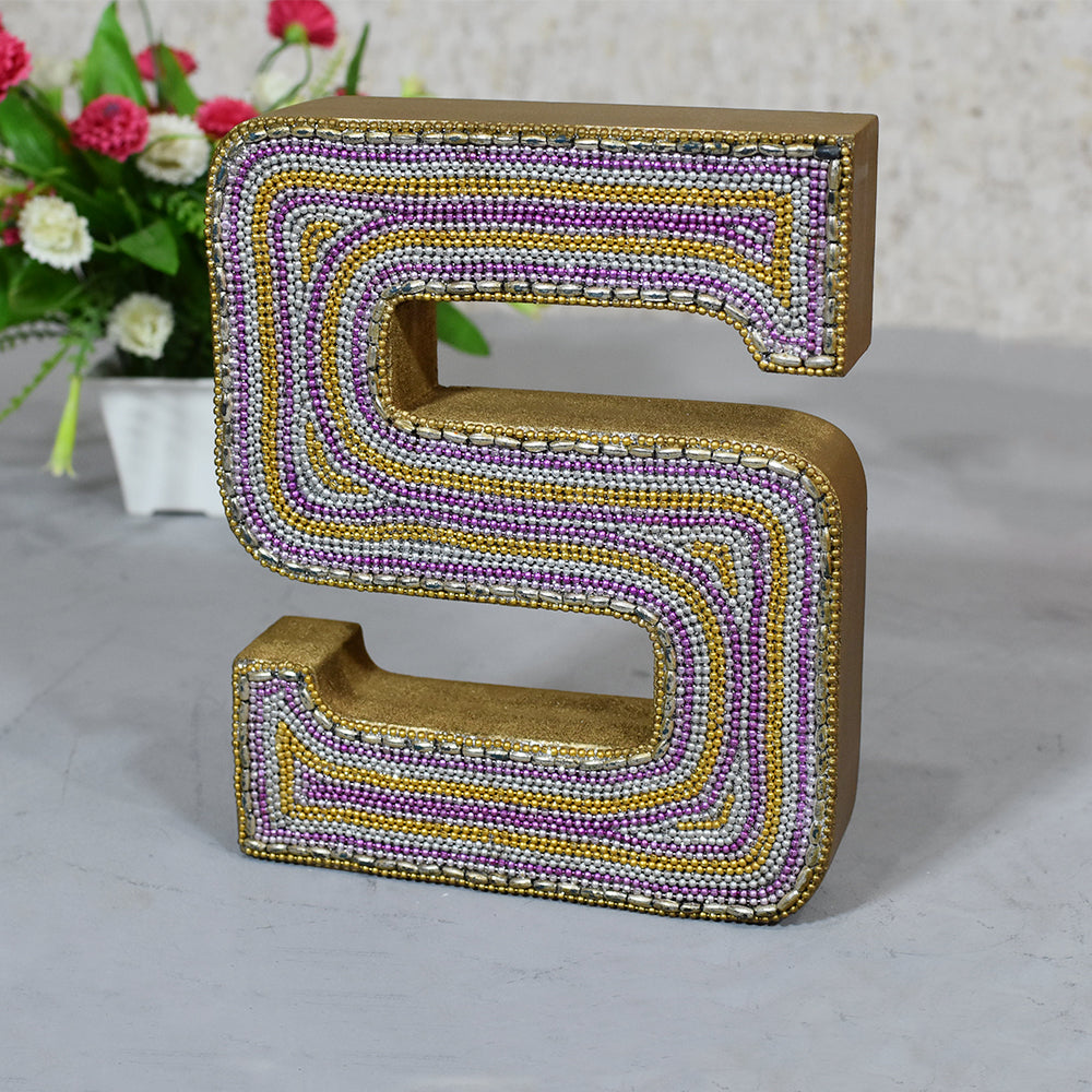 Zari Embellished Mango Wood Letter Blocks