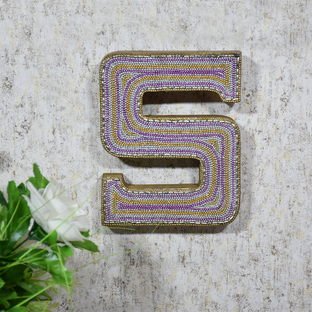 Zari Embellished Mango Wood Letter Blocks