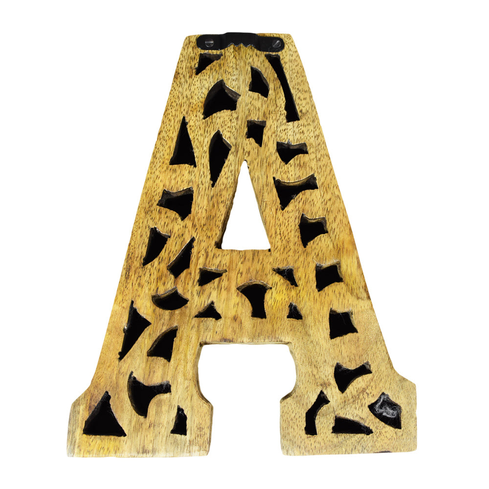 Heritage Carved Mango Wood Letter with Dark Highlights