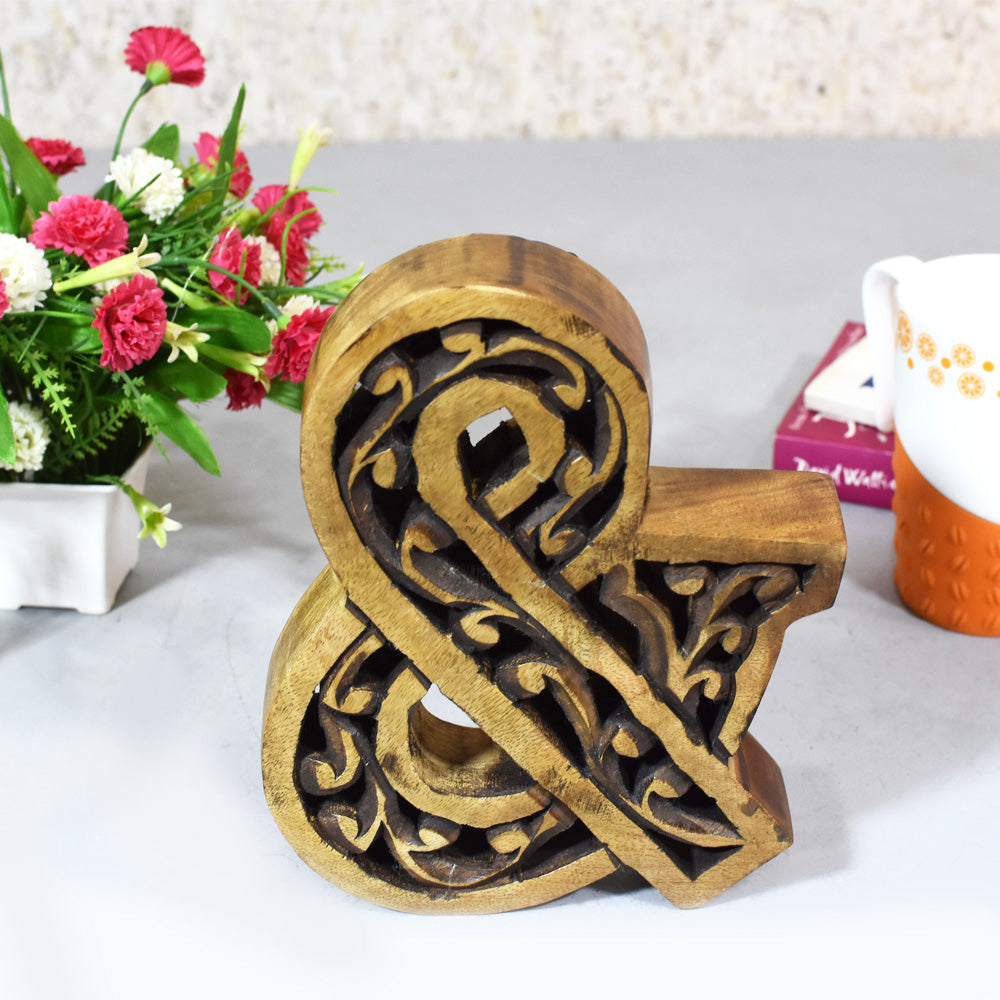 Heritage Carved Mango Wood Letter with Dark Highlights