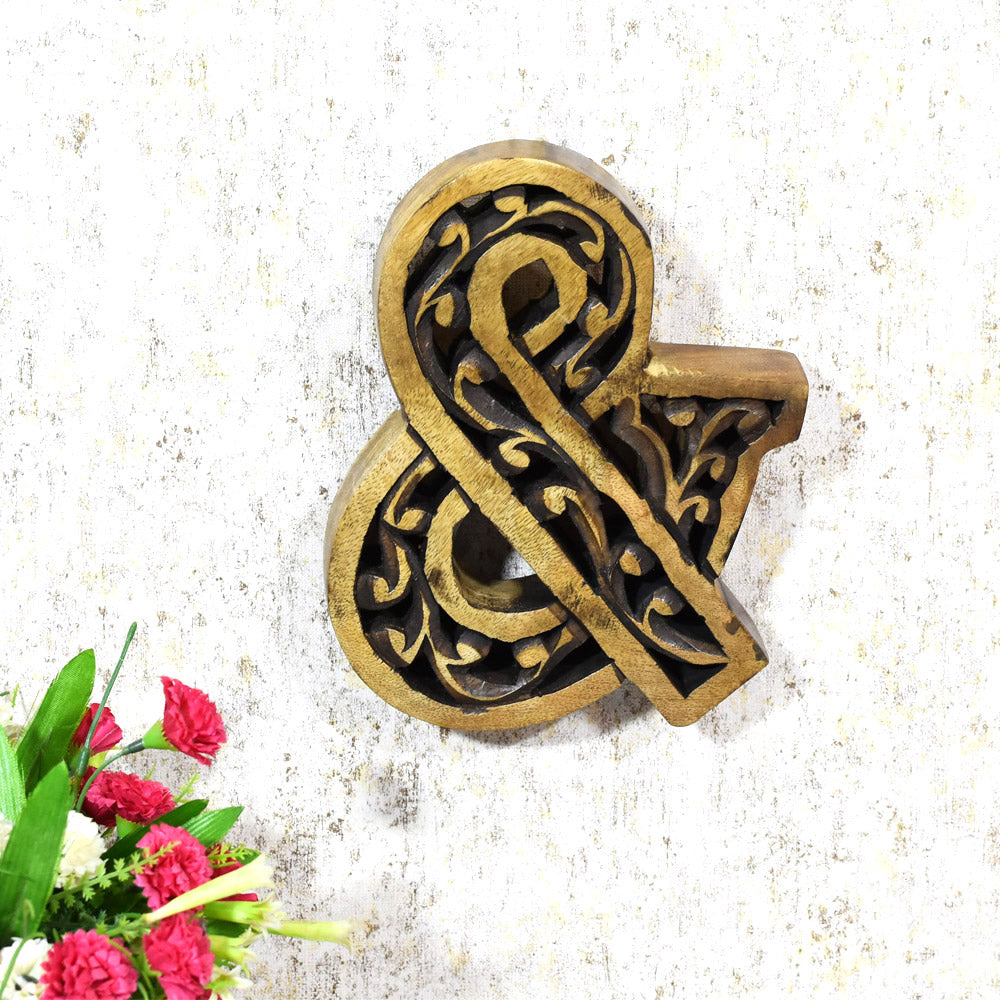 Heritage Carved Mango Wood Letter with Dark Highlights