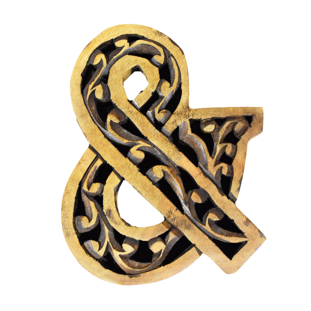 Heritage Carved Mango Wood Letter with Dark Highlights