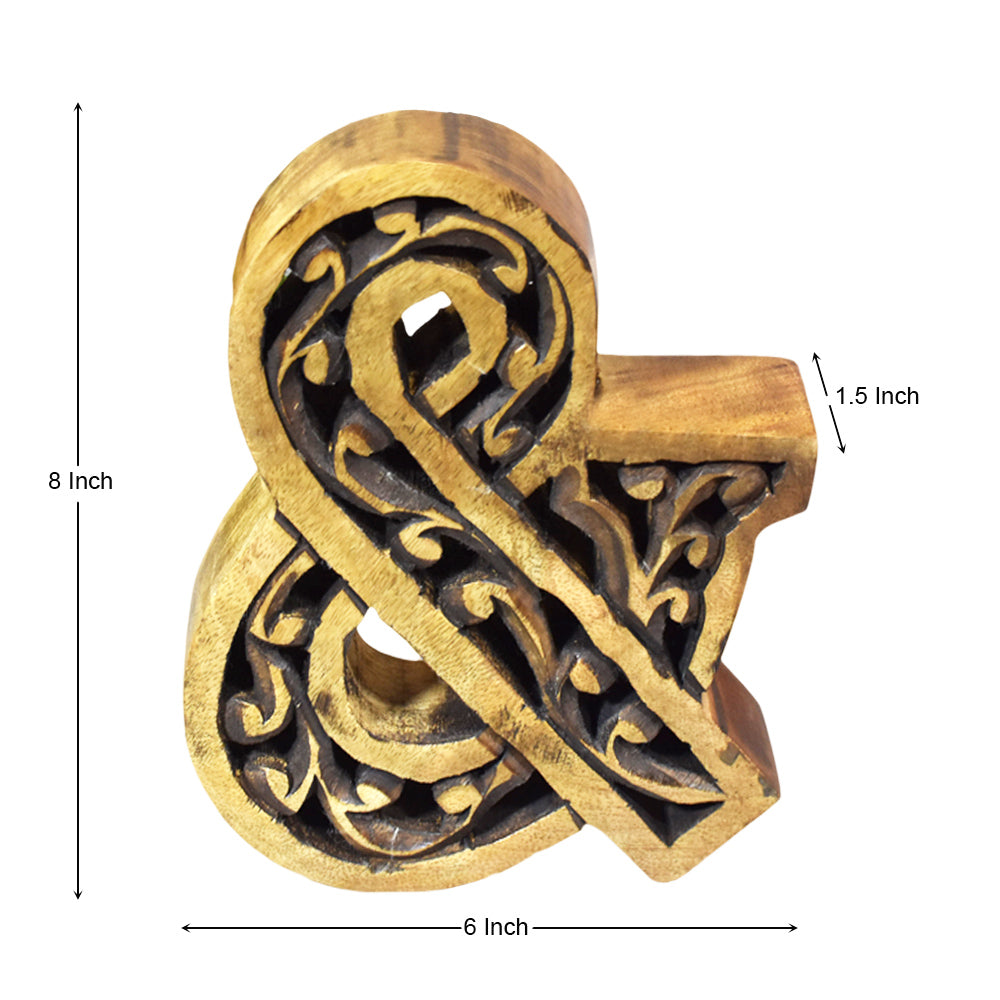 Heritage Carved Mango Wood Letter with Dark Highlights