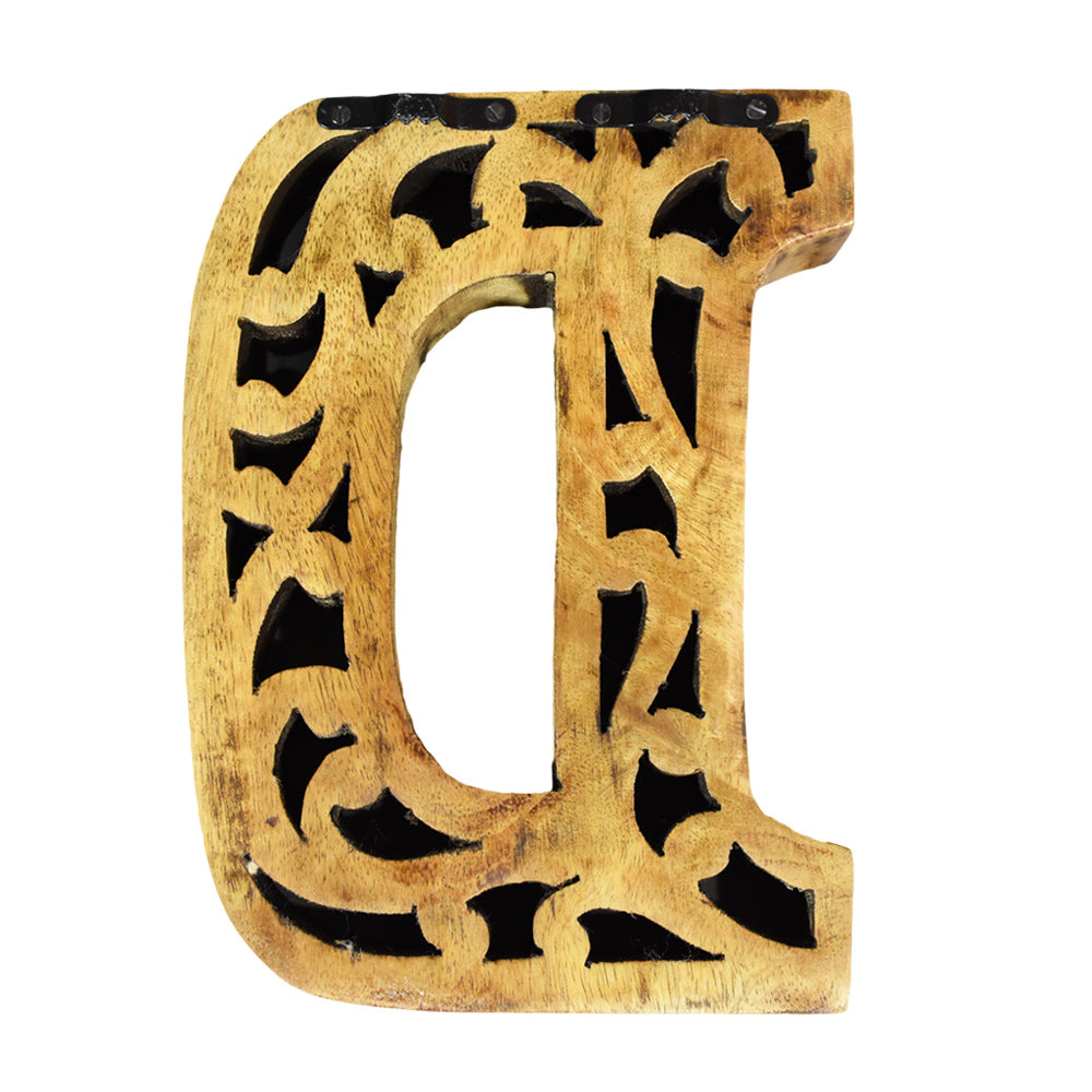 Heritage Carved Mango Wood Letter with Dark Highlights