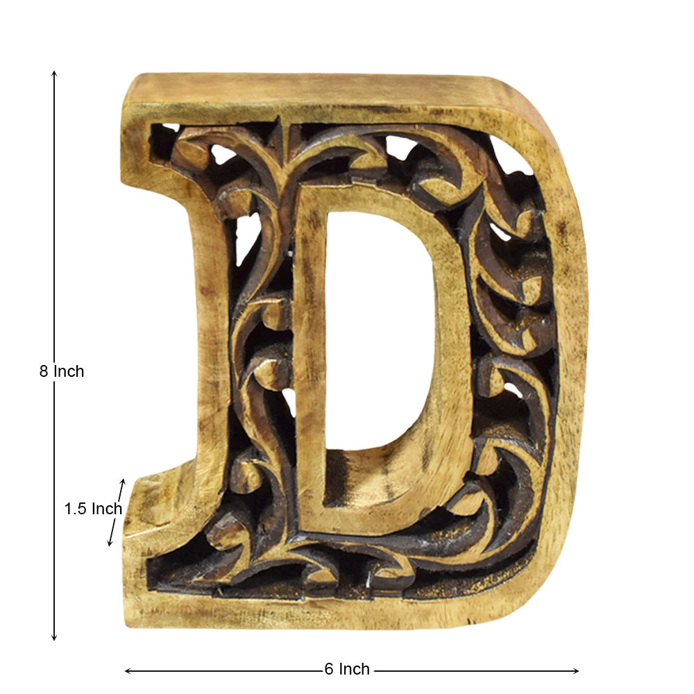 Heritage Carved Mango Wood Letter with Dark Highlights
