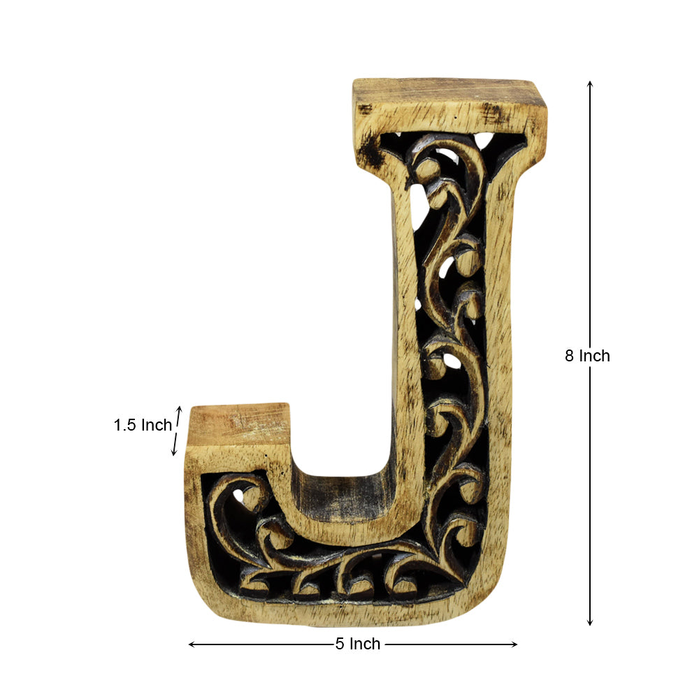 Heritage Carved Mango Wood Letter with Dark Highlights
