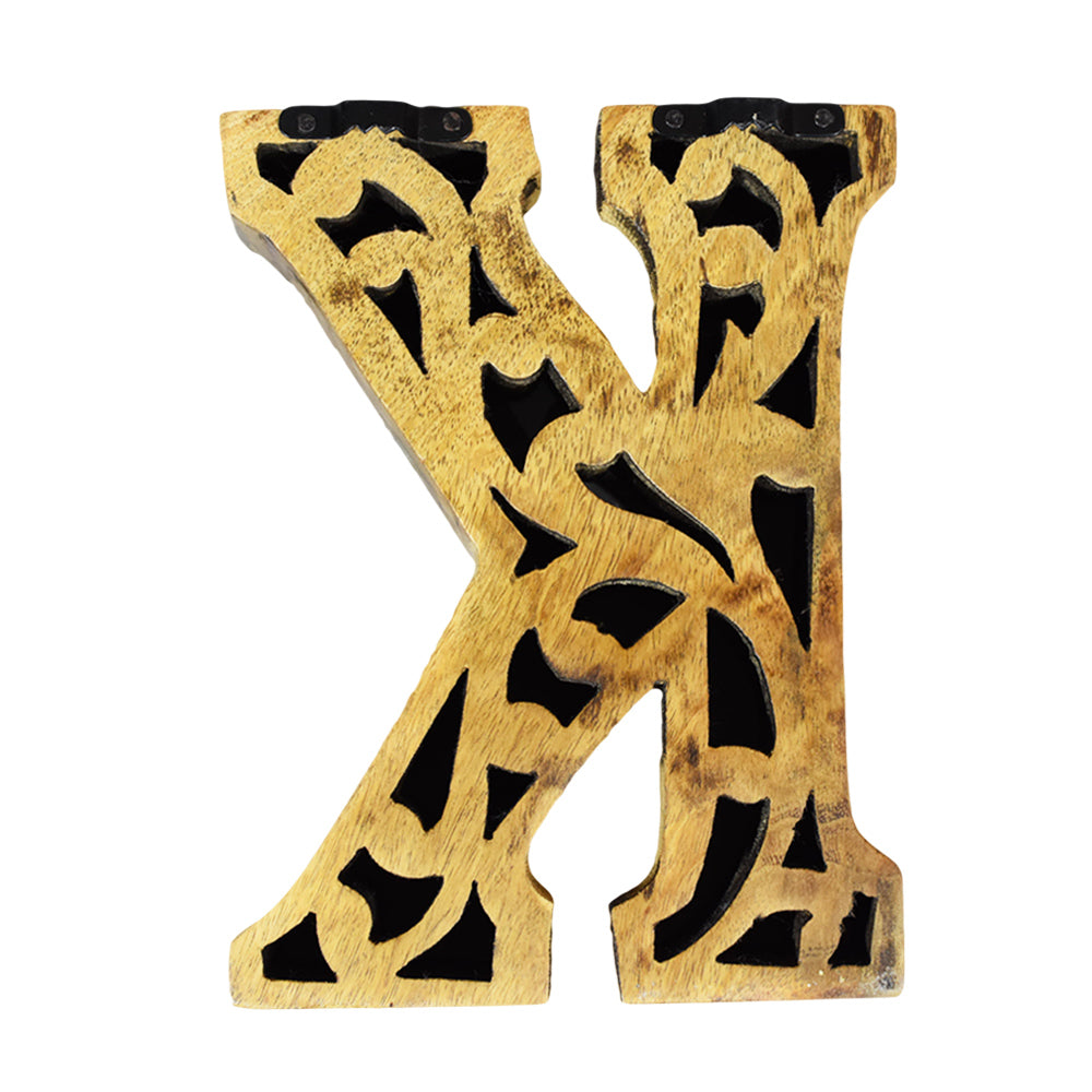 Heritage Carved Mango Wood Letter with Dark Highlights