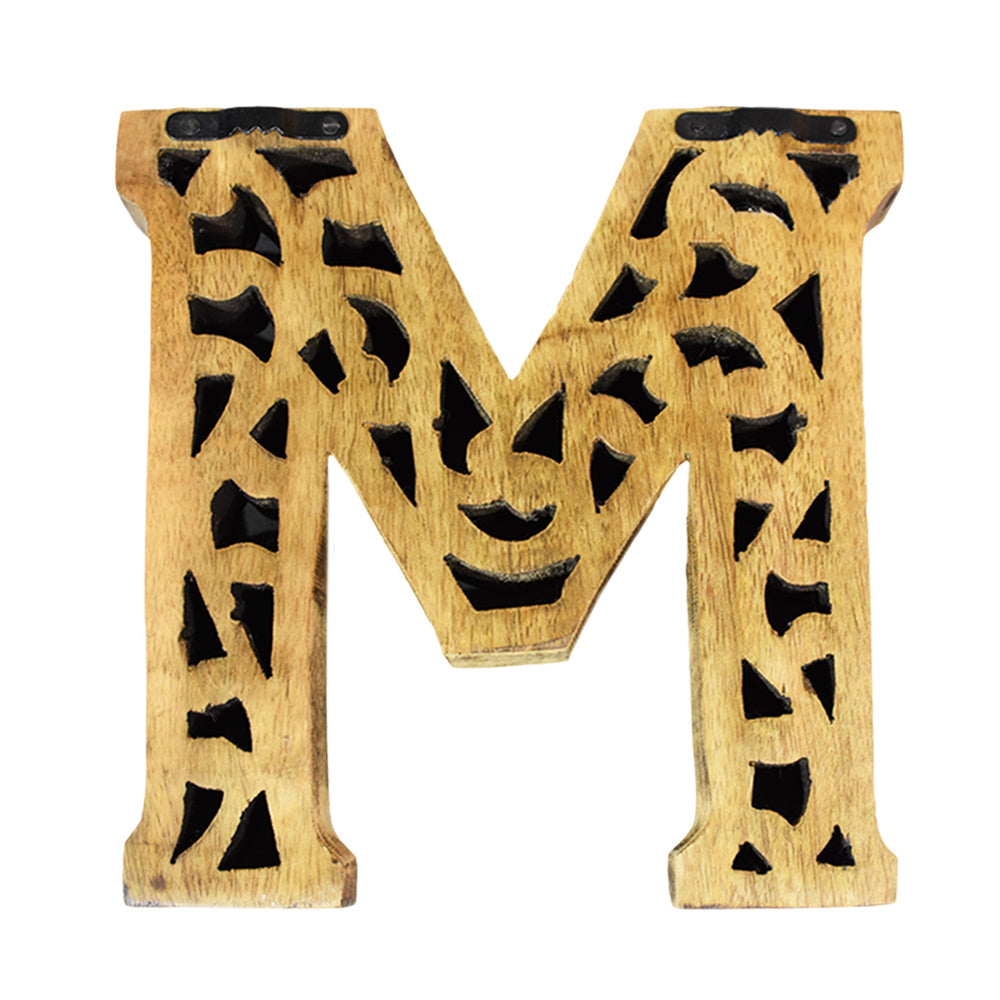 Heritage Carved Mango Wood Letter with Dark Highlights