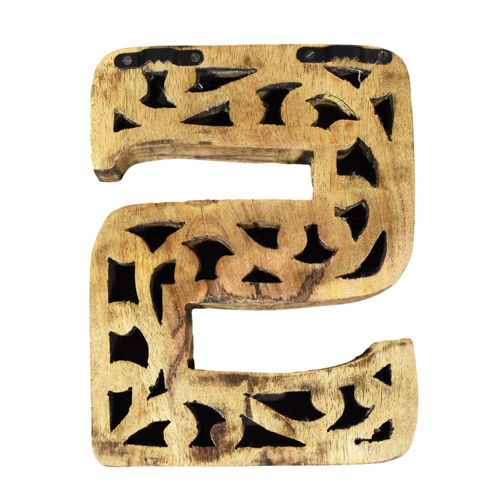 Heritage Carved Mango Wood Letter with Dark Highlights