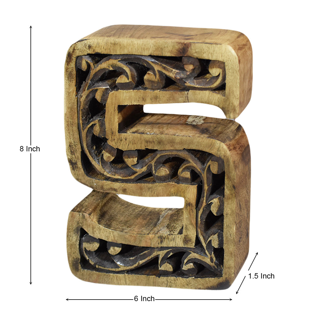 Heritage Carved Mango Wood Letter with Dark Highlights