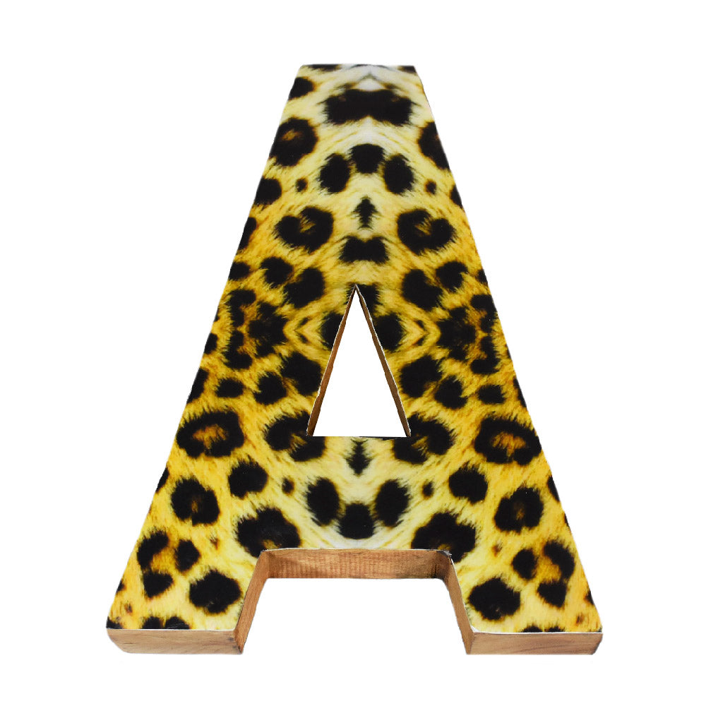 Wild Cheetah Print Mango Wood Letter Block