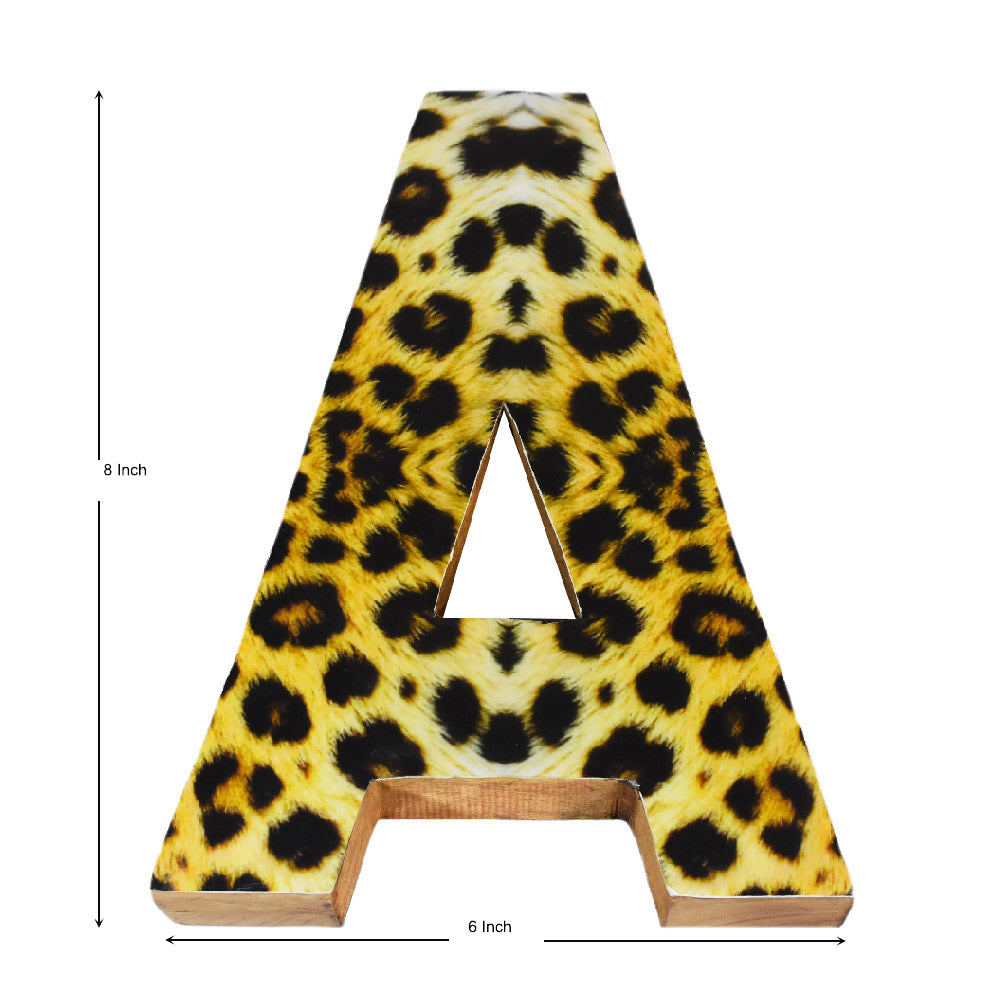 Wild Cheetah Print Mango Wood Letter Block