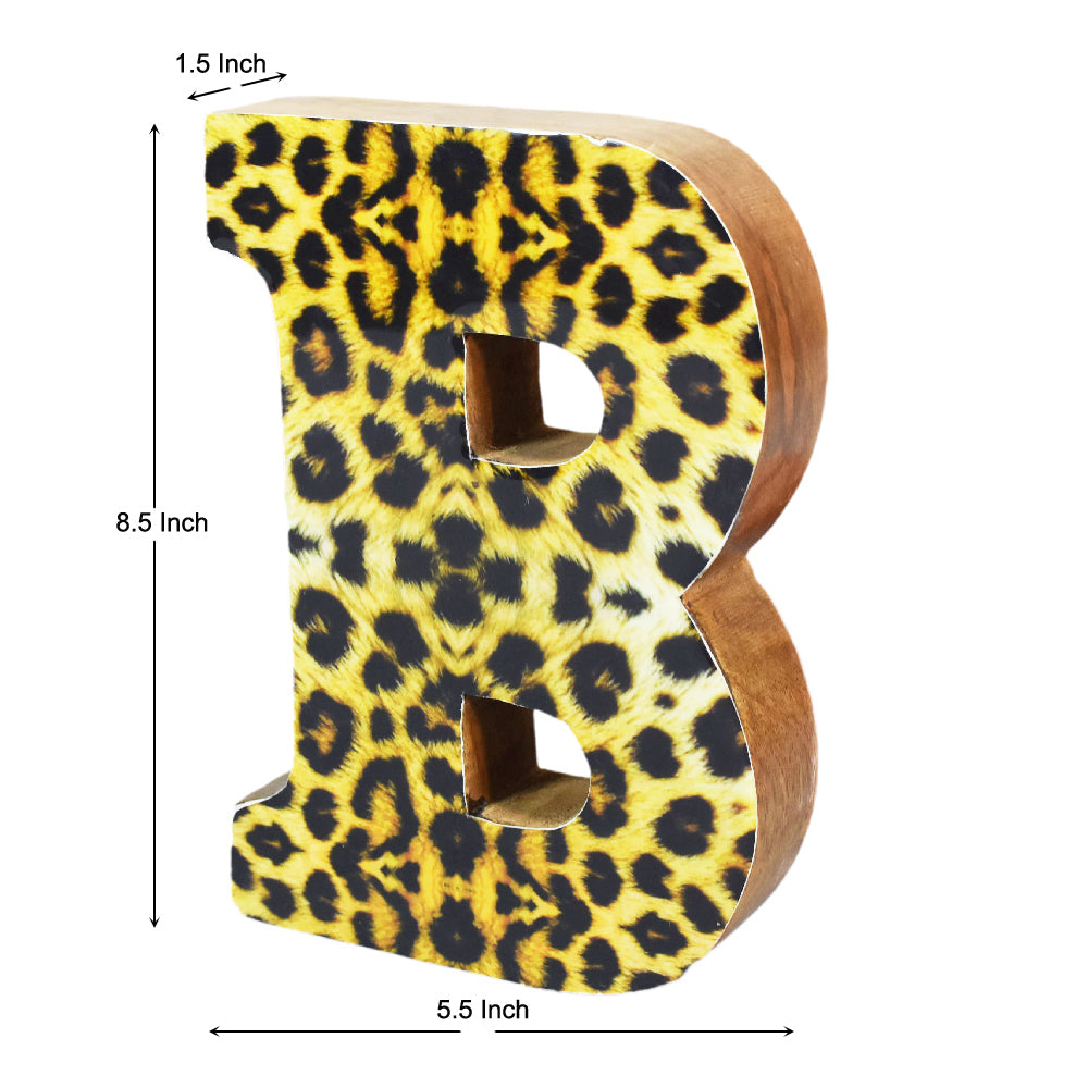 Wild Cheetah Print Mango Wood Letter Block