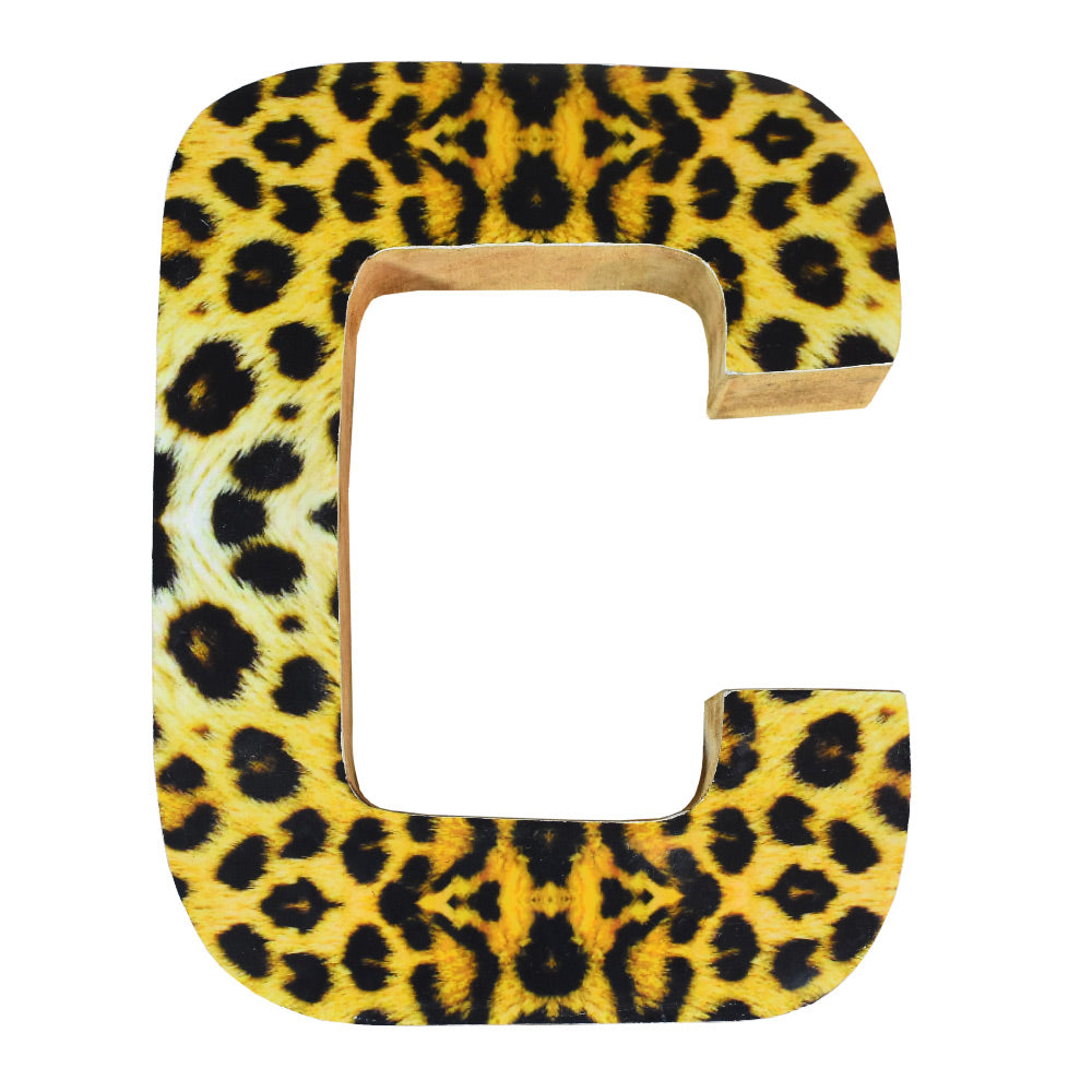 Wild Cheetah Print Mango Wood Letter Block