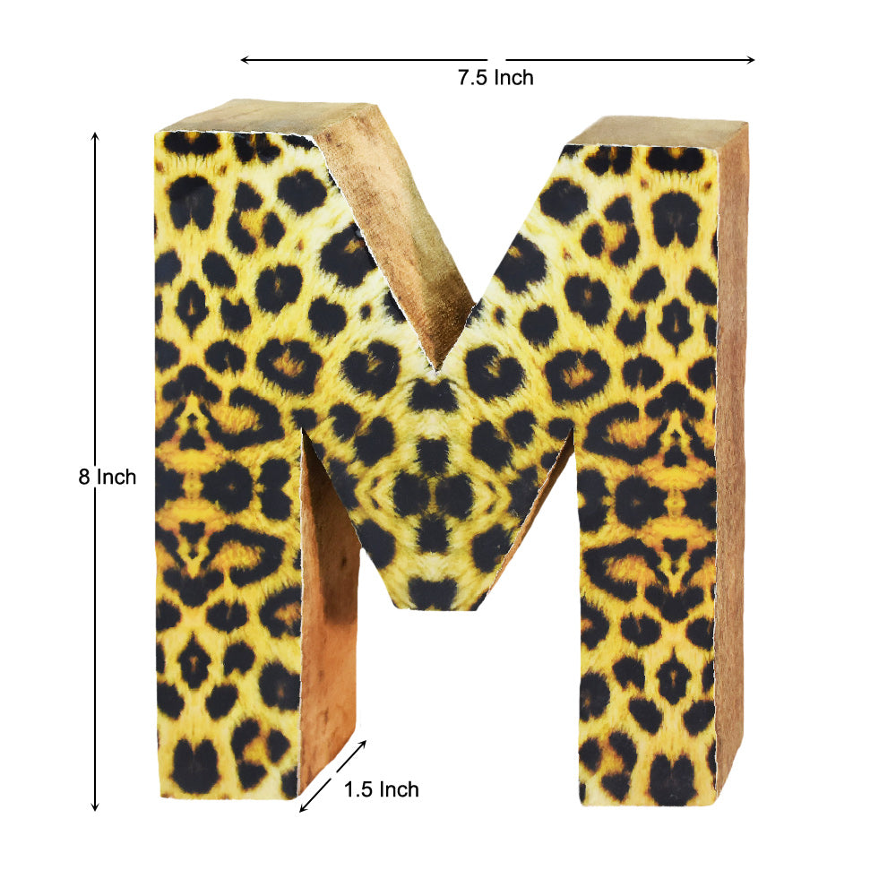 Wild Cheetah Print Mango Wood Letter Block