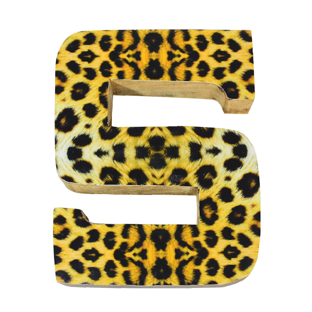 Wild Cheetah Print Mango Wood Letter Block